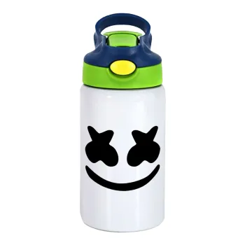 Marshmello, Παιδικό παγούρι θερμό, ανοξείδωτο, με καλαμάκι ασφαλείας, πράσινο/μπλε (350ml)
