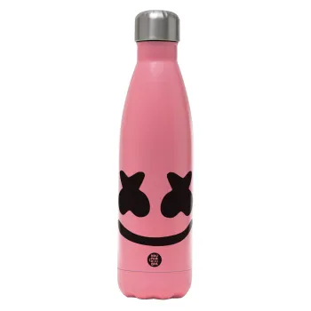 Marshmello, Μεταλλικό παγούρι θερμός Ροζ Ματ (Stainless steel), διπλού τοιχώματος, 500ml
