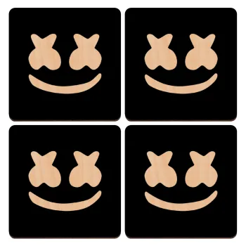 Marshmello, ΣΕΤ x4 Σουβέρ ξύλινα τετράγωνα plywood (9cm)