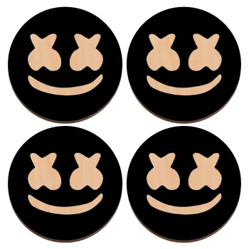 Marshmello, ΣΕΤ x4 Σουβέρ ξύλινα στρογγυλά plywood (9cm)