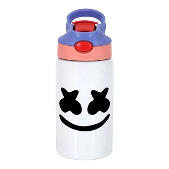 Marshmello, Children's hot water bottle, stainless steel, with safety straw, pink/purple (350ml)
