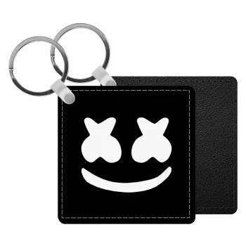 Marshmello, Μπρελόκ Δερματίνη, τετράγωνο ΜΑΥΡΟ (5x5cm)