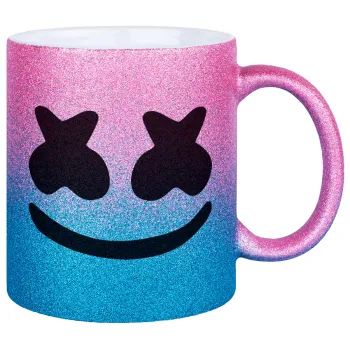 Marshmello, Κούπα Χρυσή/Μπλε Glitter, κεραμική, 330ml