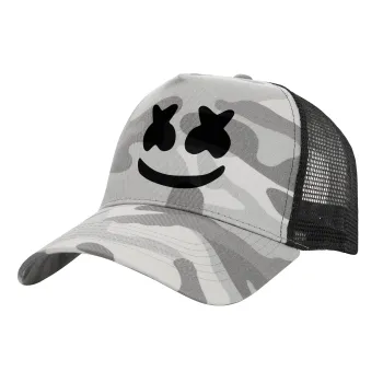 Marshmello, Καπέλο Ενηλίκων Structured Trucker, με Δίχτυ, (παραλλαγή) Army Camo (100% ΒΑΜΒΑΚΕΡΟ, ΕΝΗΛΙΚΩΝ, UNISEX, ONE SIZE)