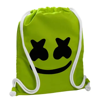 Marshmello, Τσάντα πλάτης πουγκί GYMBAG LIME GREEN, με τσέπη (40x48cm) & χονδρά κορδόνια