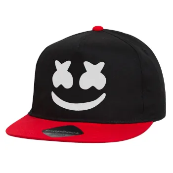 Marshmello, Καπέλο παιδικό Flat Snapback, Μαύρο/Κόκκινο (100% ΒΑΜΒΑΚΕΡΟ, ΠΑΙΔΙΚΟ, UNISEX, ONE SIZE)