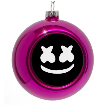 Marshmello, Purple Christmas tree ornament bauble 8cm