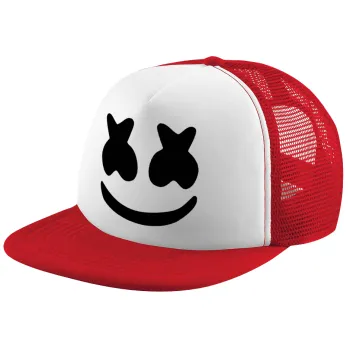 Marshmello, Καπέλο παιδικό Soft Trucker με Δίχτυ ΚΟΚΚΙΝΟ/ΛΕΥΚΟ (POLYESTER, ΠΑΙΔΙΚΟ, ONE SIZE)