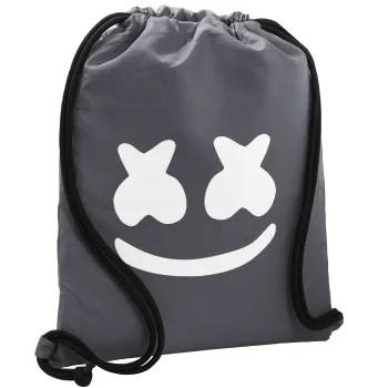 Marshmello, Τσάντα πλάτης πουγκί GYMBAG ΓΚΡΙ, με τσέπη (40x48cm) & χονδρά κορδόνια