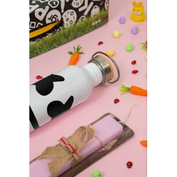 Marshmello, Πασχαλινή Λαμπάδα με παγούρι μεταλλικό (620ml, stainless steel) & κερί αρωματικό πλακέ (30cm) (ΡΟΖ)