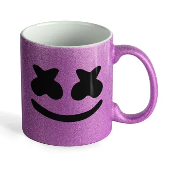 Marshmello, Κούπα Μωβ Glitter που γυαλίζει, κεραμική, 330ml