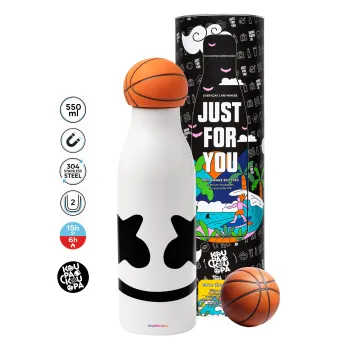 Marshmello, Μπάλα μπάσκετ μεταλλικό παγούρι θερμός, διπλού τοιχώματος, 550ml
