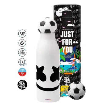 Marshmello, Μπάλα ποδοσφαίρου μεταλλικό παγούρι θερμός, διπλού τοιχώματος, 550ml