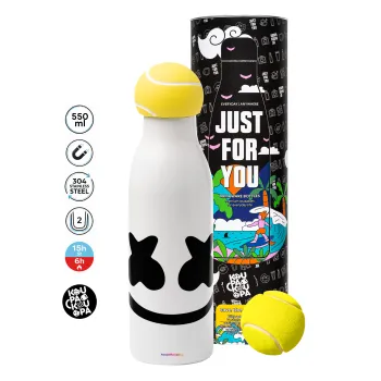 Marshmello, Μπάλα τένις μεταλλικό παγούρι θερμός, διπλού τοιχώματος, 550ml
