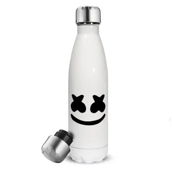 Marshmello, Μεταλλικό παγούρι θερμός Λευκό (Stainless steel), διπλού τοιχώματος, 500ml