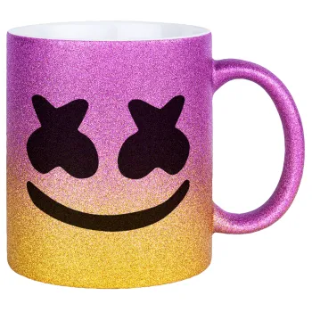 Marshmello, Κούπα Χρυσή/Ροζ Glitter, κεραμική, 330ml