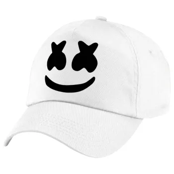 Marshmello, Καπέλο παιδικό Baseball, 100% Βαμβακερό Twill, Λευκό (ΒΑΜΒΑΚΕΡΟ, ΠΑΙΔΙΚΟ, UNISEX, ONE SIZE)