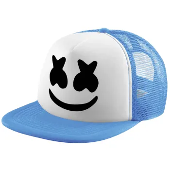Marshmello, Child's Soft Trucker Hat with Blue/White Mesh (POLYESTER, CHILD, ONE SIZE)