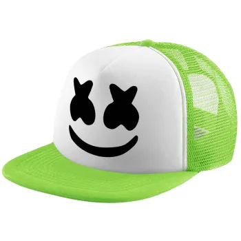 Marshmello, Καπέλο παιδικό Soft Trucker με Δίχτυ ΠΡΑΣΙΝΟ/ΛΕΥΚΟ (POLYESTER, ΠΑΙΔΙΚΟ, ONE SIZE)