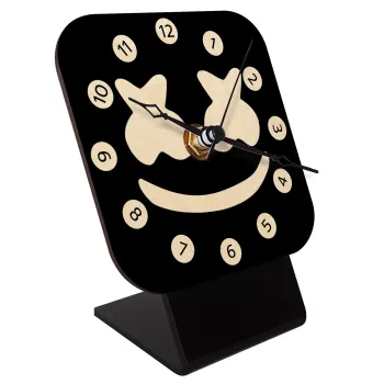 Marshmello, Quartz Table clock in natural wood (10cm)
