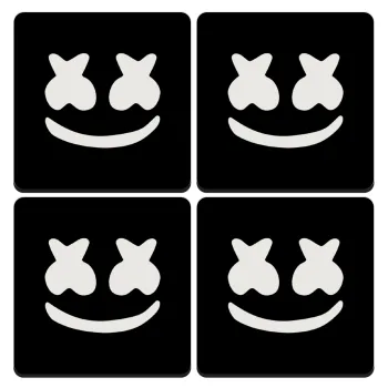 Marshmello, ΣΕΤ 4 Σουβέρ ξύλινα τετράγωνα (9cm)