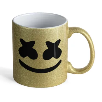Marshmello, Κούπα Χρυσή Glitter που γυαλίζει, κεραμική, 330ml