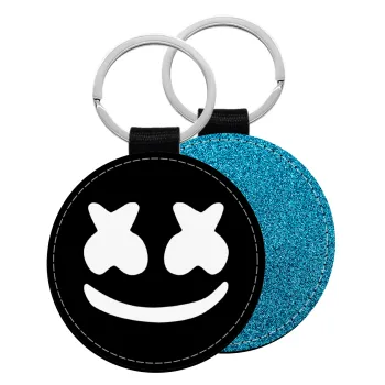 Marshmello, Μπρελόκ Δερματίνη, στρογγυλό ΜΠΛΕ (5cm)