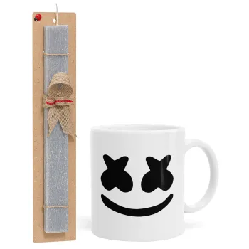 Marshmello, Πασχαλινή Λαμπάδα με Κούπα κεραμική (330ml) & κερί αρωματικό πλακέ (30cm) (ΓΚΡΙ)