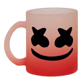 Marshmello, Κούπα γυάλινη δίχρωμη με βάση το κόκκινο ματ, 330ml