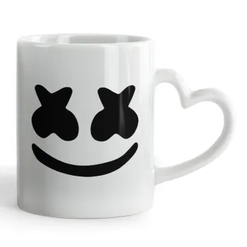 Marshmello, Κούπα καρδιά χερούλι λευκή, κεραμική, 330ml