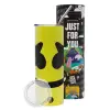Neon Yellow Travel Tumbler θερμό, μεταλλικό καλαμάκι(Ανωξείδωτο 304 Food grade, BPA free, 600ml)