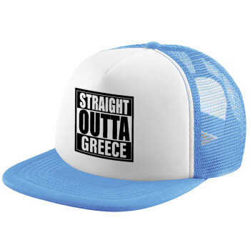 Straight Outta greece, Καπέλο Soft Trucker με Δίχτυ Γαλάζιο/Λευκό