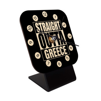 Straight Outta greece, Επιτραπέζιο ρολόι σε φυσικό ξύλο (10cm)