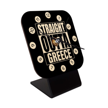 Straight Outta greece, Quartz Table clock in natural wood (10cm)