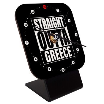 Straight Outta greece, Επιτραπέζιο ρολόι ξύλινο με δείκτες (10cm)