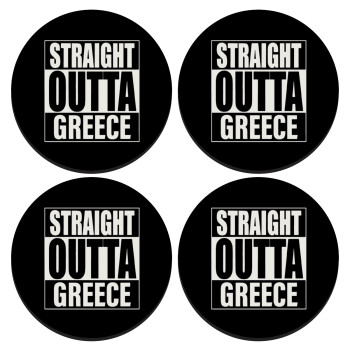 Straight Outta greece, SET of 4 round wooden coasters (9cm)