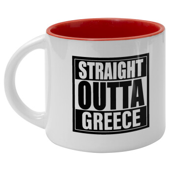 Straight Outta greece, Κούπα κεραμική 400ml Λευκή/Κόκκινη