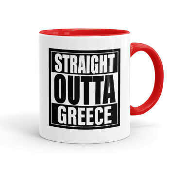 Straight Outta greece, Mug colored red, ceramic, 330ml