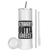 Tumbler ποτήρι θερμό από ανοξείδωτο ατσάλι 600ml, με μεταλλικό καλαμάκι & βούρτσα καθαρισμού