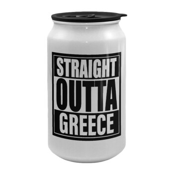Straight Outta greece, Κούπα ταξιδιού μεταλλική με καπάκι (tin-can) 500ml