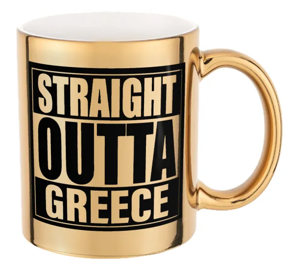 Straight Outta greece — Mug ceramic, gold mirror, 330ml