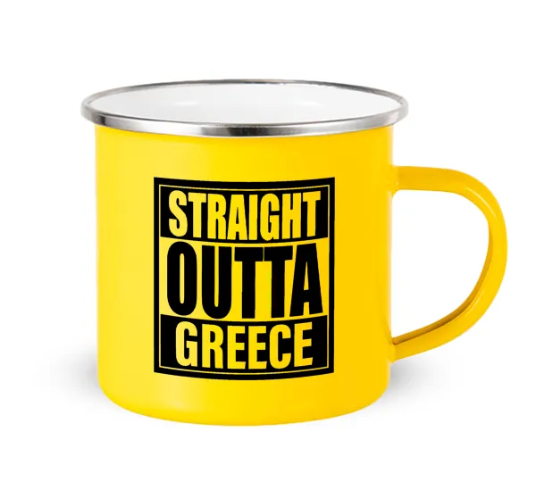 Straight Outta greece — Yellow Enamel Metallic Cup 360ml