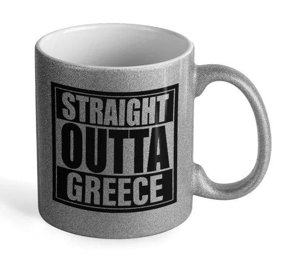 Straight Outta greece — Glitter Ασημένια