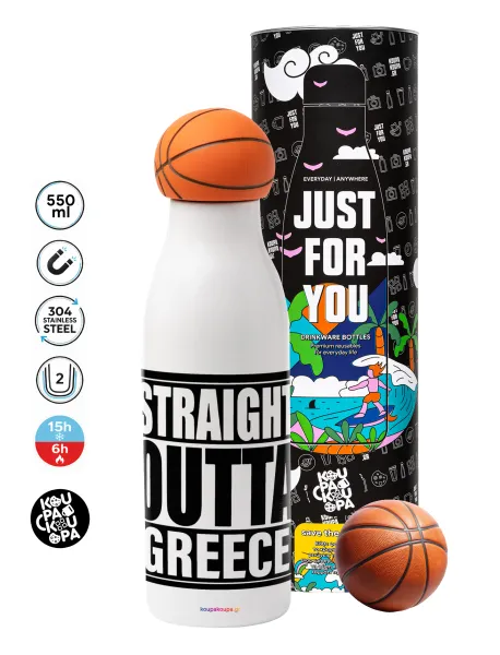 Straight Outta greece — Bascetball Metal mug thermos, double wall, 550ml