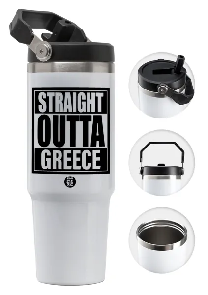 Straight Outta greece — Θερμός Ανοξείδωτο 30oz με χερούλι