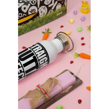 Straight Outta greece, Πασχαλινή Λαμπάδα με παγούρι μεταλλικό (620ml, stainless steel) & κερί αρωματικό πλακέ (30cm) (ΡΟΖ)