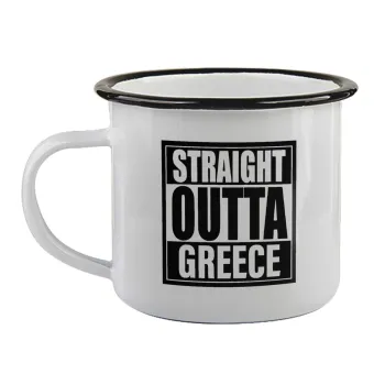 Straight Outta greece, Κούπα εμαγιέ με μαύρο χείλος 360ml