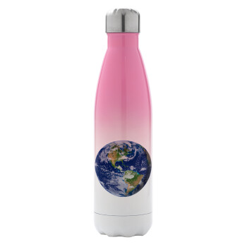 Planet Earth, Μεταλλικό παγούρι θερμός Ροζ/Λευκό (Stainless steel), διπλού τοιχώματος, 500ml
