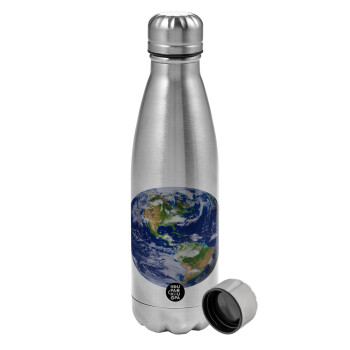 Planet Earth, Metallic water bottle, stainless steel, 750ml