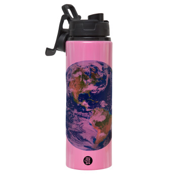 Planet Earth, Μεταλλικό παγούρι νερού με καπάκι ασφαλείας, αλουμινίου 850ml